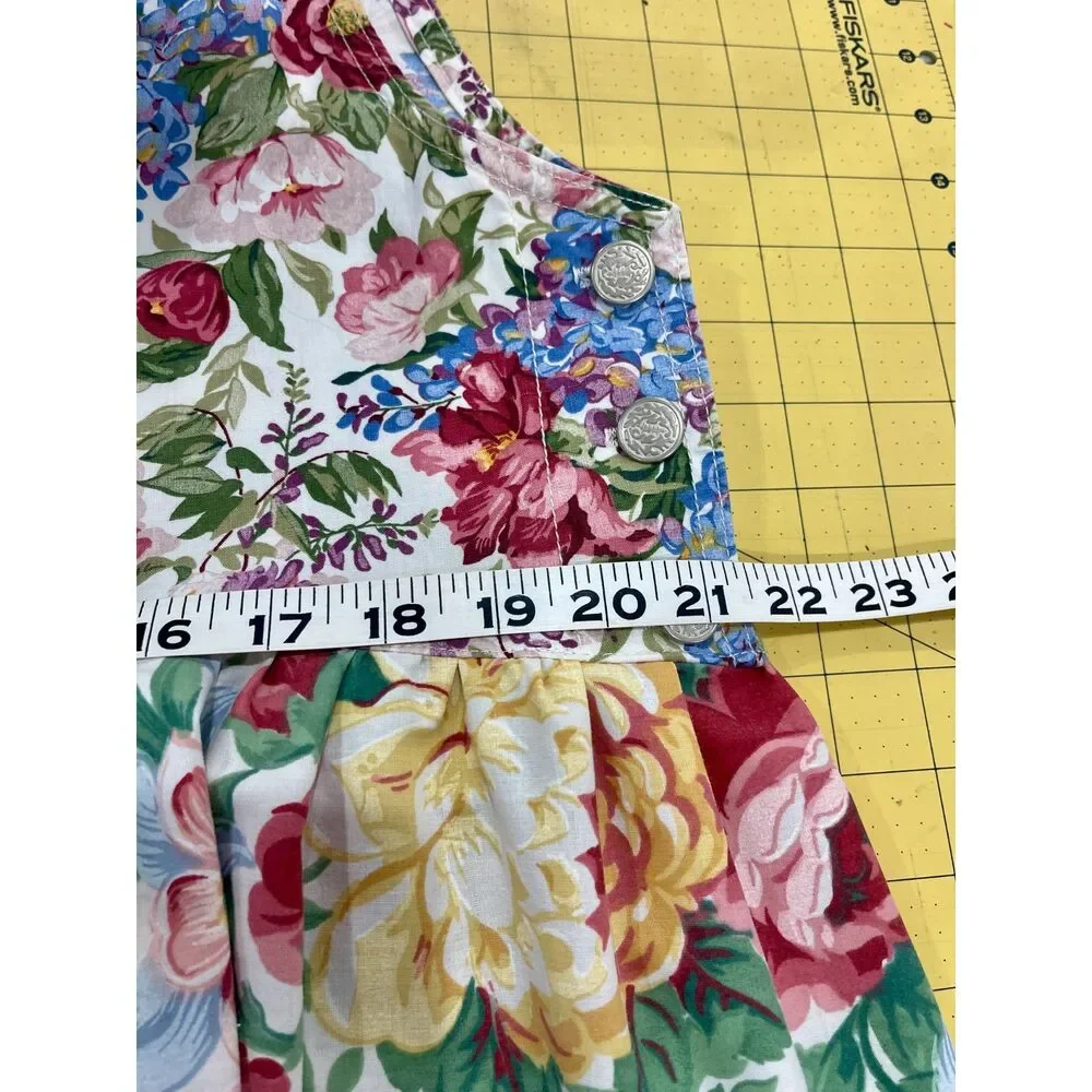 Handmade Floral Tiered Maxi Dress, patch pockets and adjustable straps, Size L - Picture 13 of 16